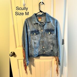 Scully denim jacket with leather fringe